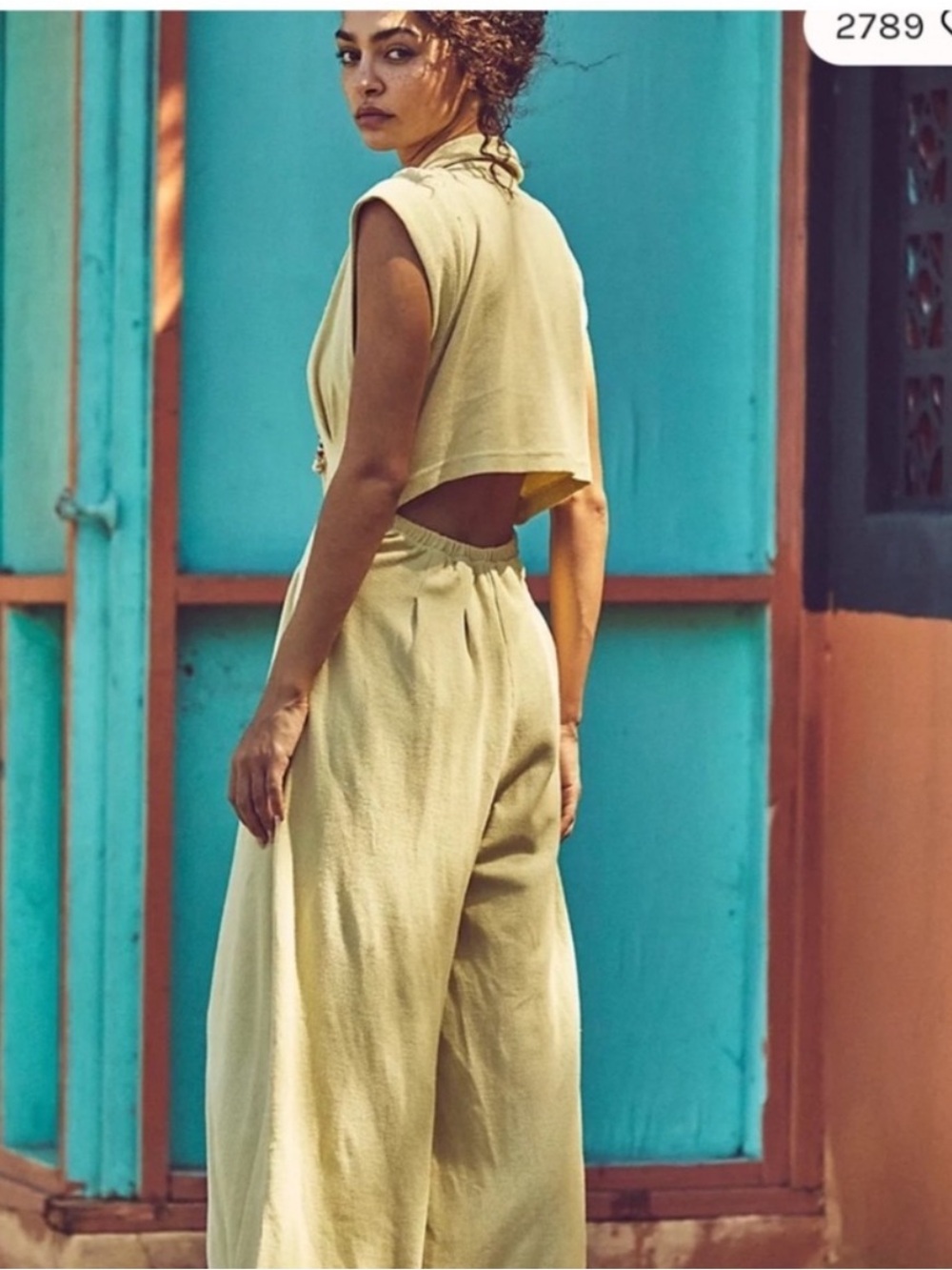 Free People Beach wide leg knit jumpsuit with cut out
